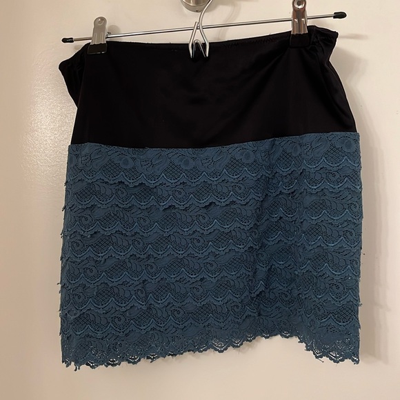 Kimchi Blue Dresses & Skirts - Black and Teal Lace Miniskirt